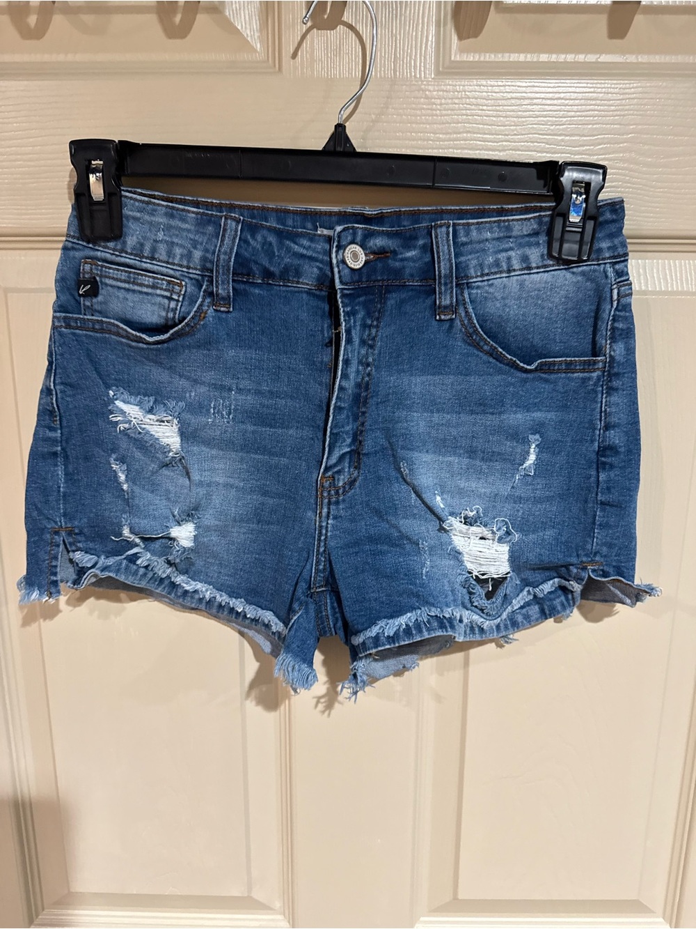 KanCan Distressed Dark Blue Denim Shorts